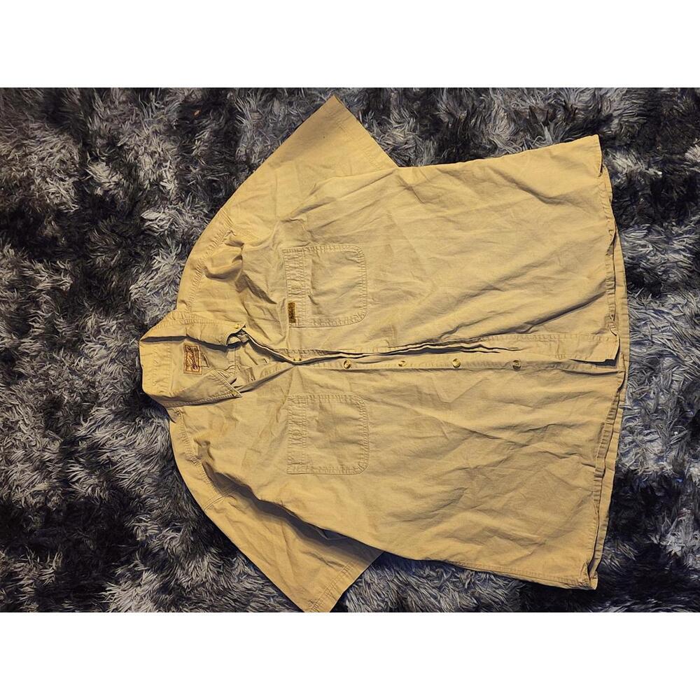 Woolrich Safari Shirt Mens XL Tan Khaki Original Outdoor Hiking Fishing Cotton